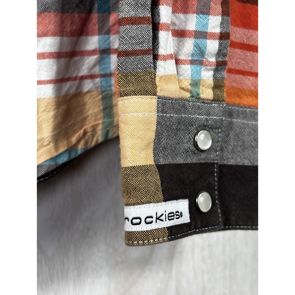 Rockies Pearl Snap Western Shirt Womens L Plaid Cotton Rodeo Cowgirl Vintage - Picture 4 of 7